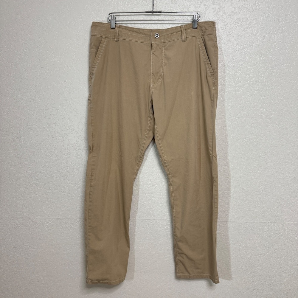 Kuhl Slax Pants Men 38x32 Khaki Enduro Fabric Klassik Fit Hiking Chino 5105